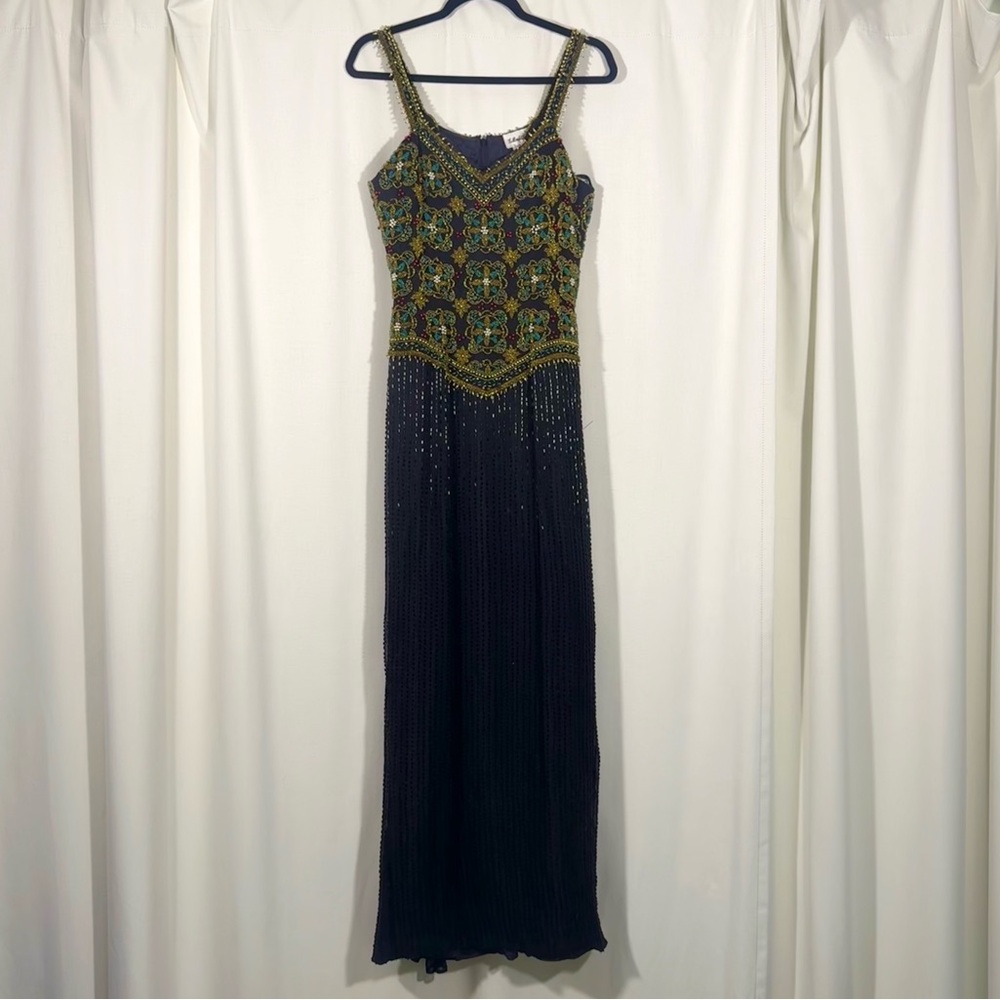 Vintage Le Monde Hand-Beaded Silk Drop Waist Dress